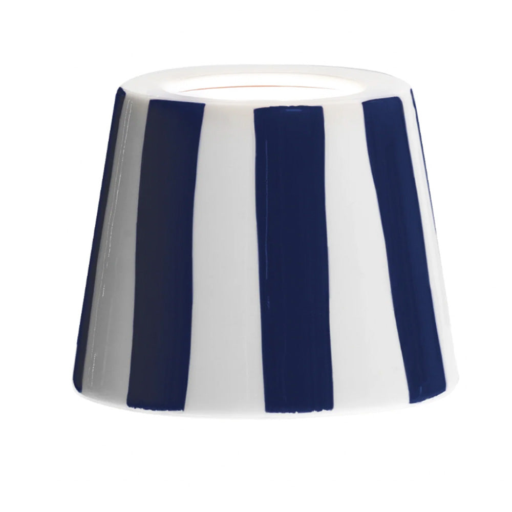 Blue and store white striped lamp